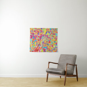 Karte bunten Las Vegass, Nevada Wandteppich