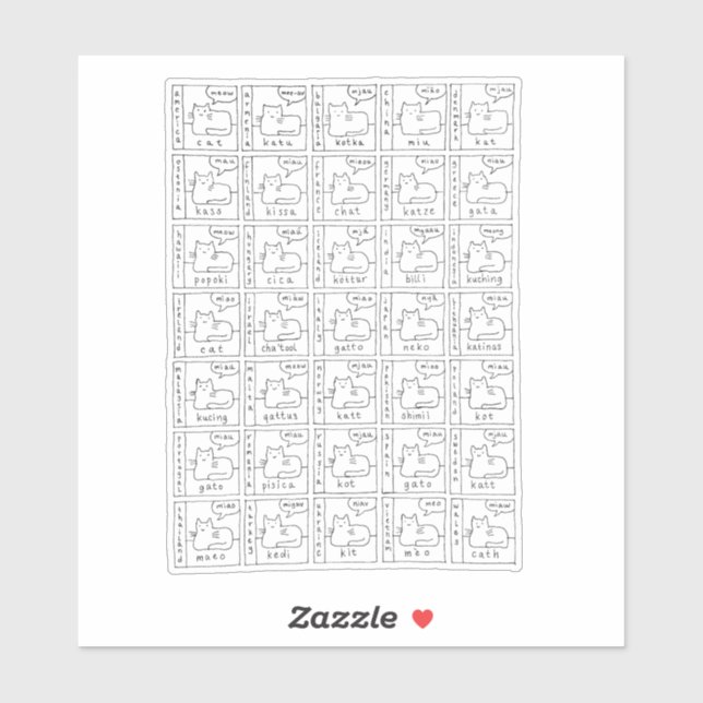 Karte Cartoon Katzen verschiedene Miausprachen  Aufkleber (Blatt)