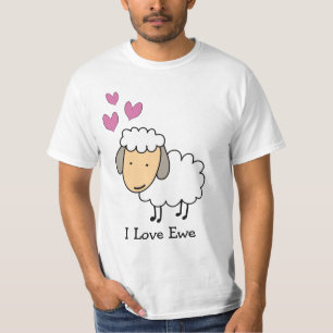 Karte Cartoon-Schaf Pun Ich Liebe Dich T-Shirt
