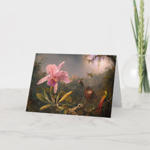 Karte: Cattleya Orchid & Three Hummingbirds Feiertagskarte