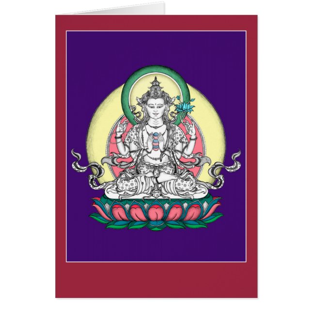 KARTE Chenrezig/Avalokiteshvara mit Erklärung (Vorne)