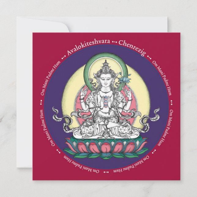KARTE Chenrezig / Avalokiteshvara - mit Umschlag (Vorderseite)