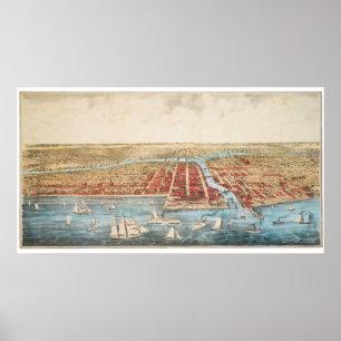KARTE: CHICAGO, c1857 Poster