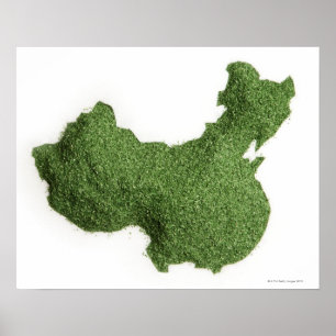Karte China Mainland aus Gras Poster