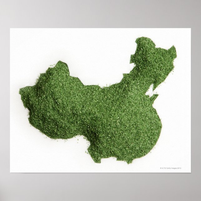 Karte China Mainland aus Gras Poster (Vorne)