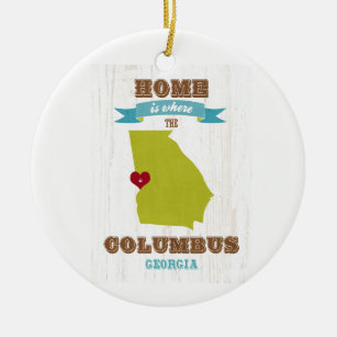 Karte Columbus, Georgia - Zuhause ist, wo das Herz Keramikornament