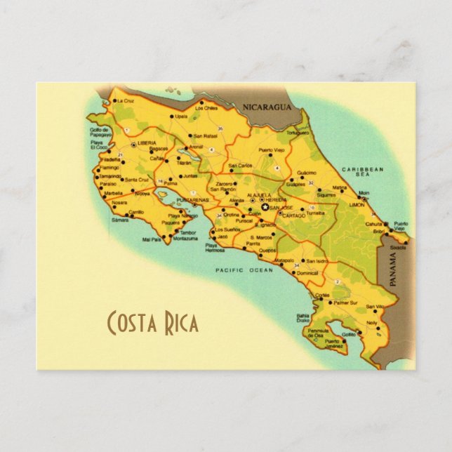 Karte Costa Rica Postkarte (Vorderseite)