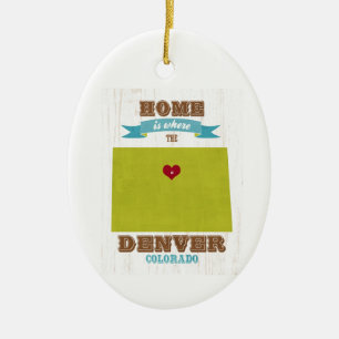 Karte Denvers, Colorado - Zuhause ist, wo das Herz Keramik Ornament