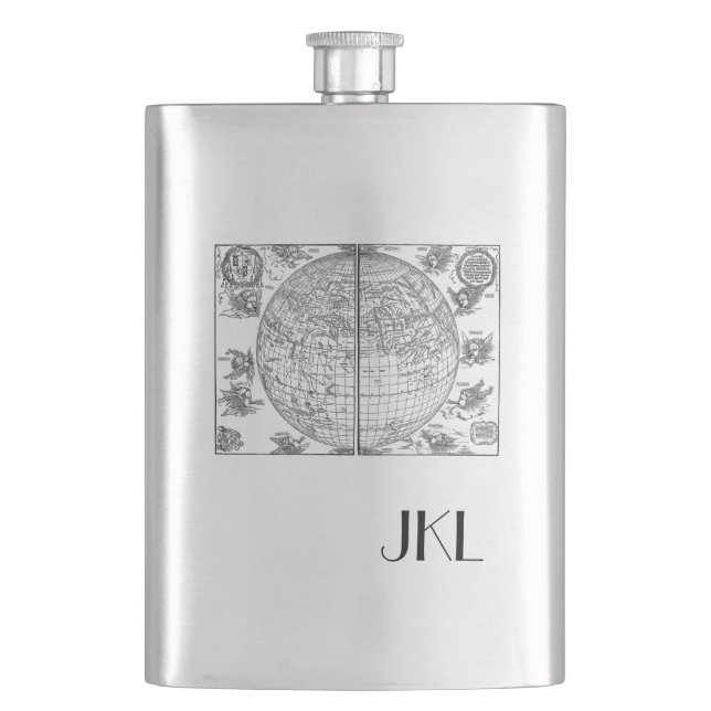 Karte der Alten Welt mit Monogramm Flachmann (Vorderseite)