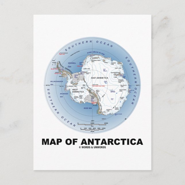 Karte der Antarktis (Geografie) (Vorderseite)