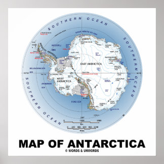Karte der Antarktis-Geografie Poster