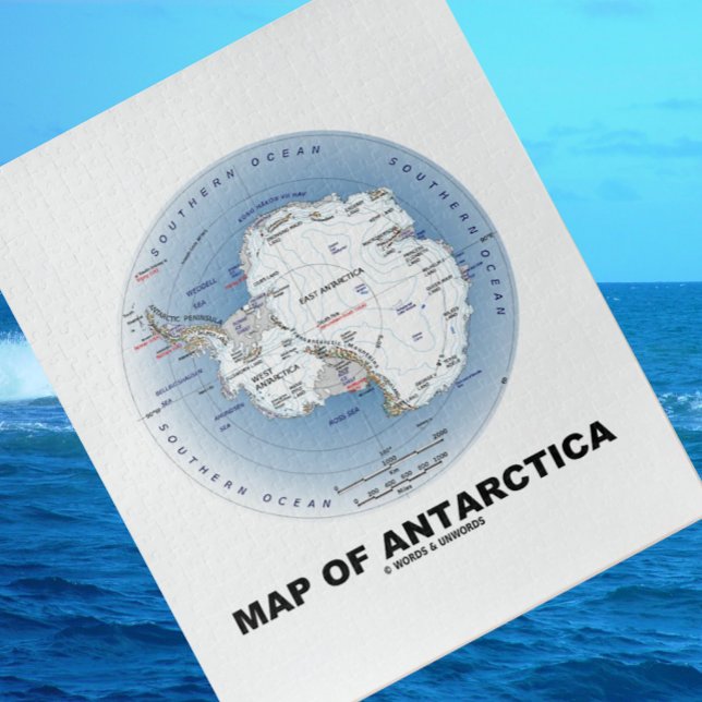 Karte der Antarktis (Geografie) Puzzle (Map of Antarctica jigsaw puzzle for any puzzle fan featuring the world's southernmost continent)