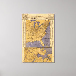 Karte der atlantischen Staaten Leinwanddruck