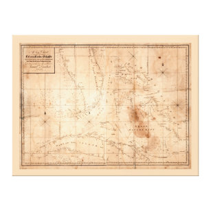 Karte der Bahama Banken und der Inseln (1817) Leinwanddruck