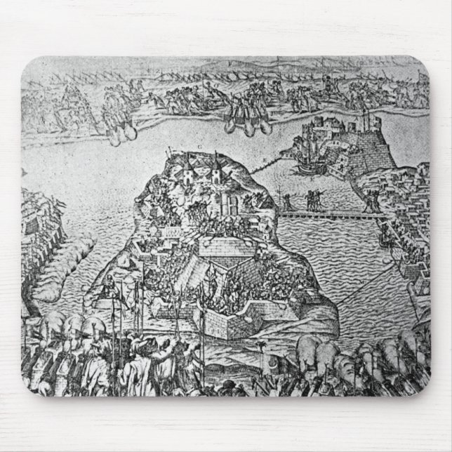 Karte der Belagerung von Malta im Jahre 1565 Mousepad (Vorne)