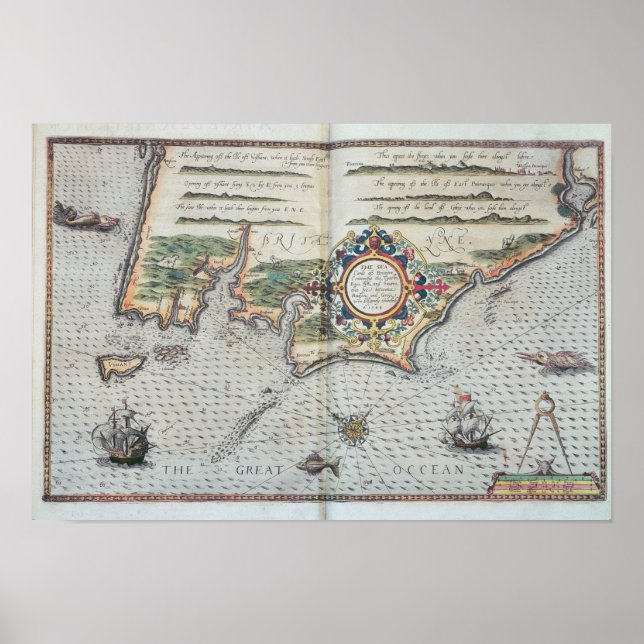 Karte der Bretagne, 1588 Poster (Vorne)