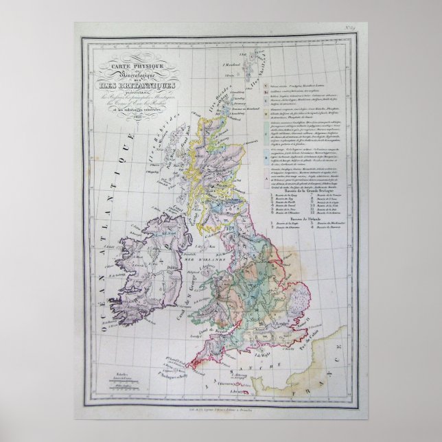 Karte der Britischen Inseln, England, Wales, Schot Poster (Vorne)