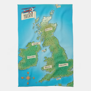 Karte der Britischen Inseln Geschirrtuch