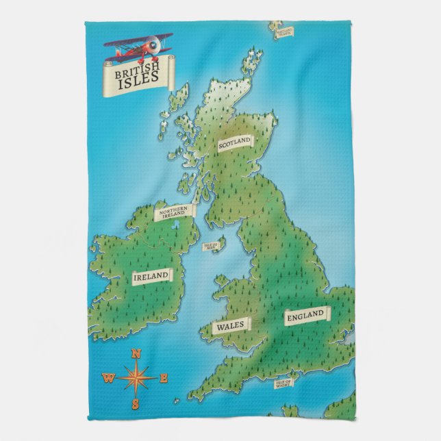 Karte der Britischen Inseln Geschirrtuch (Vertikal)