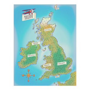 Karte der Britischen Inseln (Vintage-Version) Fotodruck