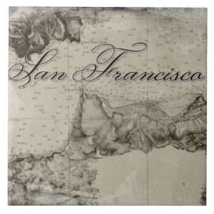 Karte der Bucht von San Francisco 1859 Fliese
