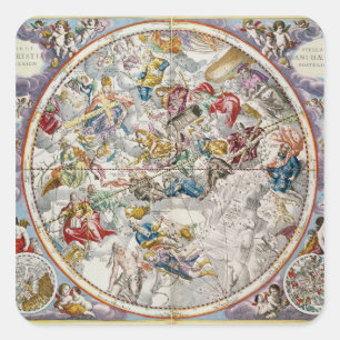 Karte der christlichen Konstellationen, wie Quadratischer Aufkleber