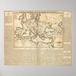 Karte der Eindringen der Barbaren Poster