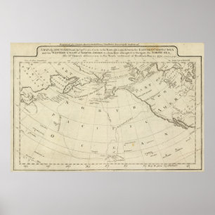 Karte der Entdeckungen von Cook und Clerke 2 Poster