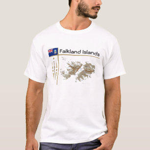 Karte der Falklandinseln + Flagge + T - Shirt