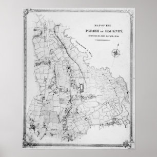 Karte der Gemeinde Hackney Poster