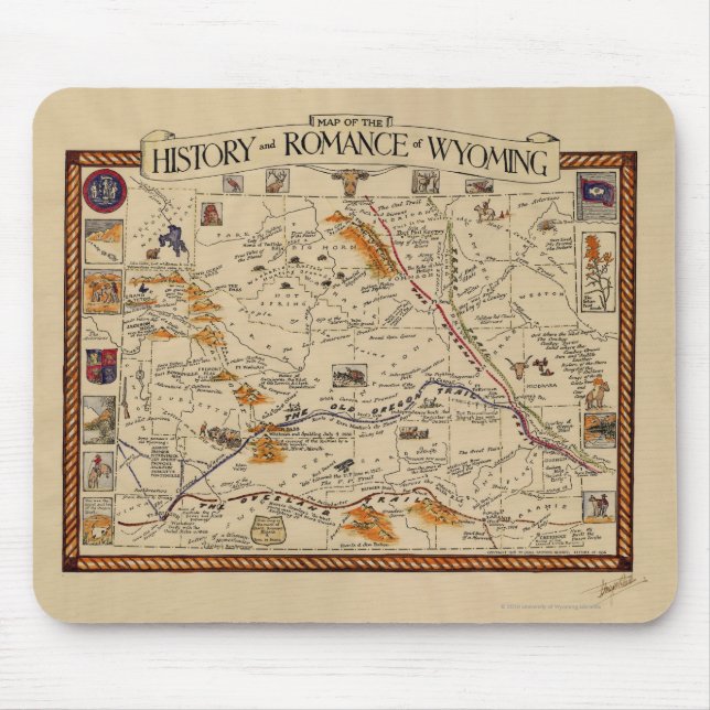Karte der Geschichte und Romance von Wyoming Mousepad (Vorne)