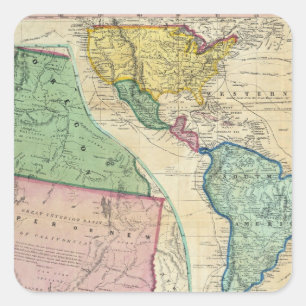 Karte der goldenen Regionen Kaliforniens Quadratischer Aufkleber