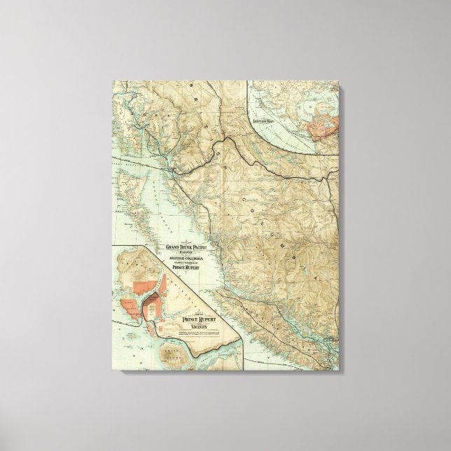 Karte der Grand Trunk Pacific Railway Leinwanddruck (Vorderseite)