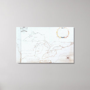 Karte der Great Lakes Leinwanddruck