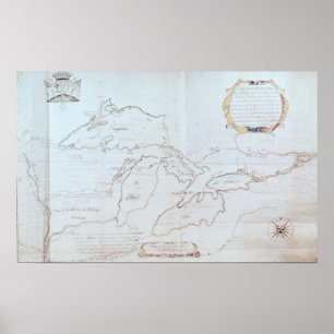 Karte der Great Lakes Poster