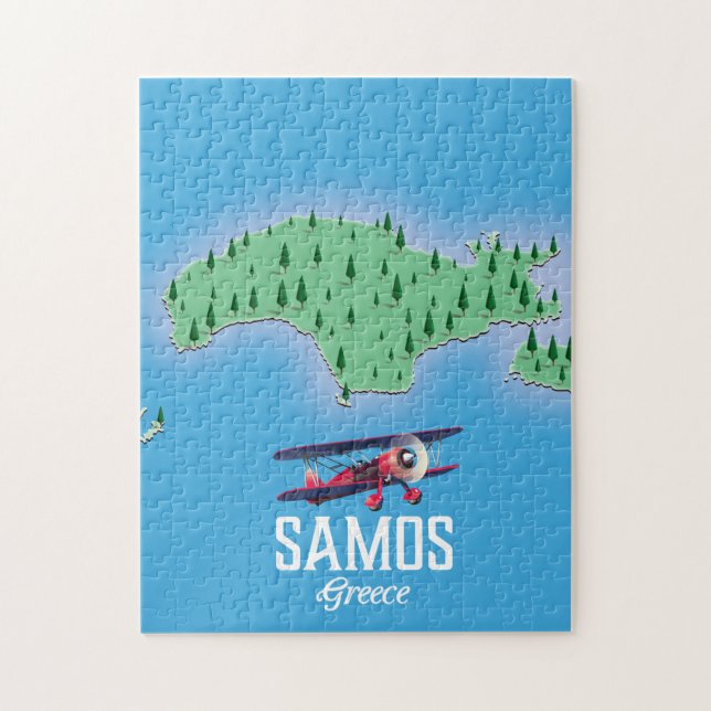 Karte der griechischen Insel Samos Puzzle (Vertikal)