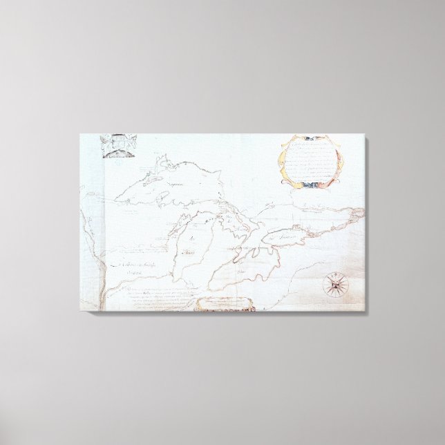 Karte der Großen Seen Leinwanddruck (Vorderseite)