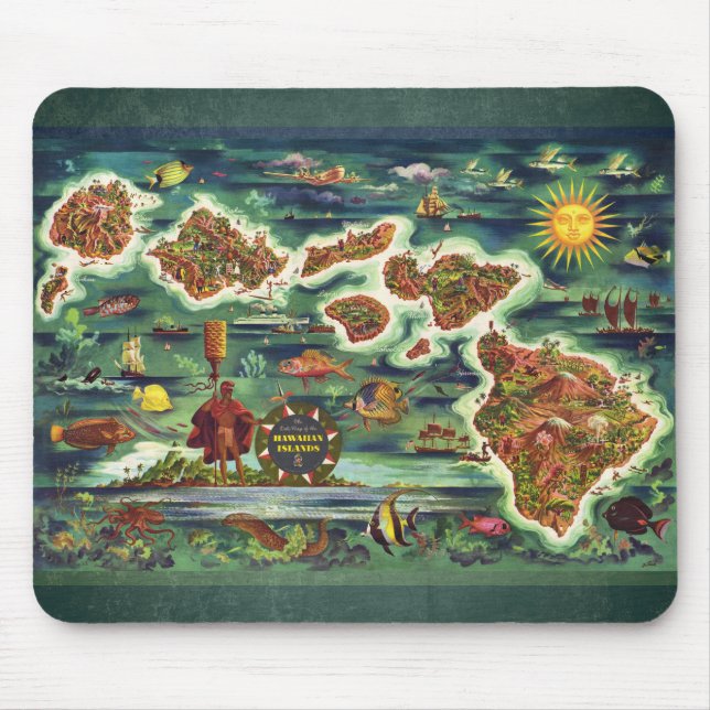 Karte der Hawaiianischen Inseln Mousepad (Vorne)