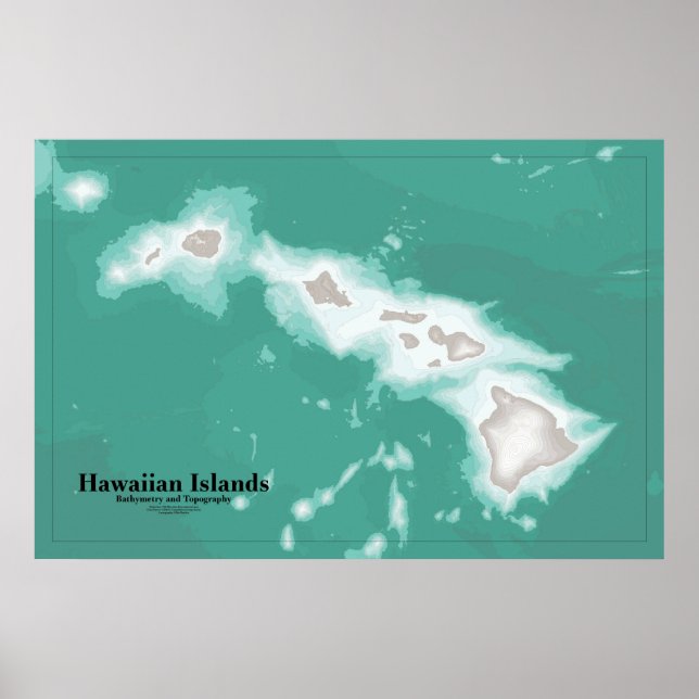 Karte der Hawaiianischen Inseln Poster (Vorne)