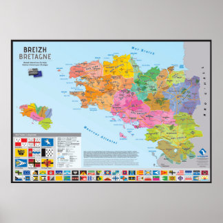 Karte der historischen Länder der Bretagne Poster