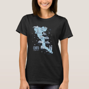 Karte der Insel Korfu Griechenland T-Shirt