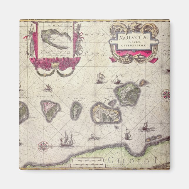 Karte der Insel Moluccan, eingraviert Magnet (Vorne)