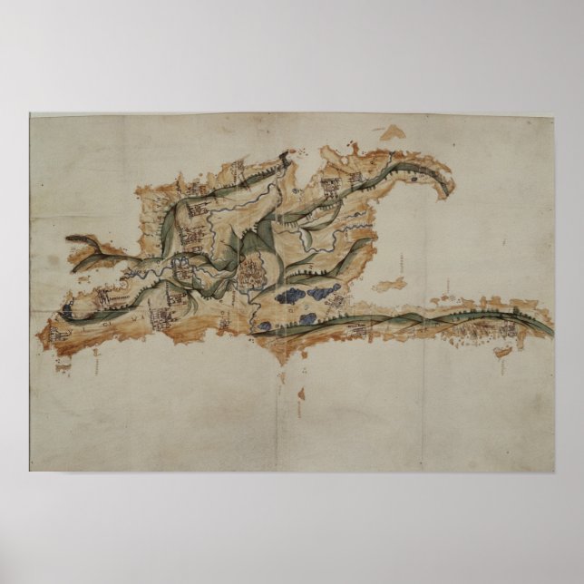 Karte der Insel Santo Domingo Poster (Vorne)