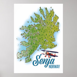 Karte der Insel Senja in Norwegen Poster