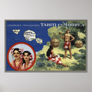 Karte der Insel und der Insel Moorea Poster