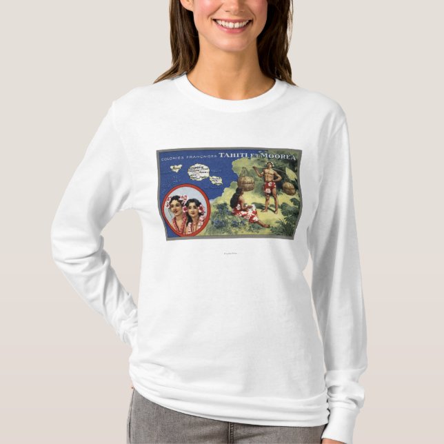 Karte der Insel und der Moorea Insel T-Shirt (Vorderseite)