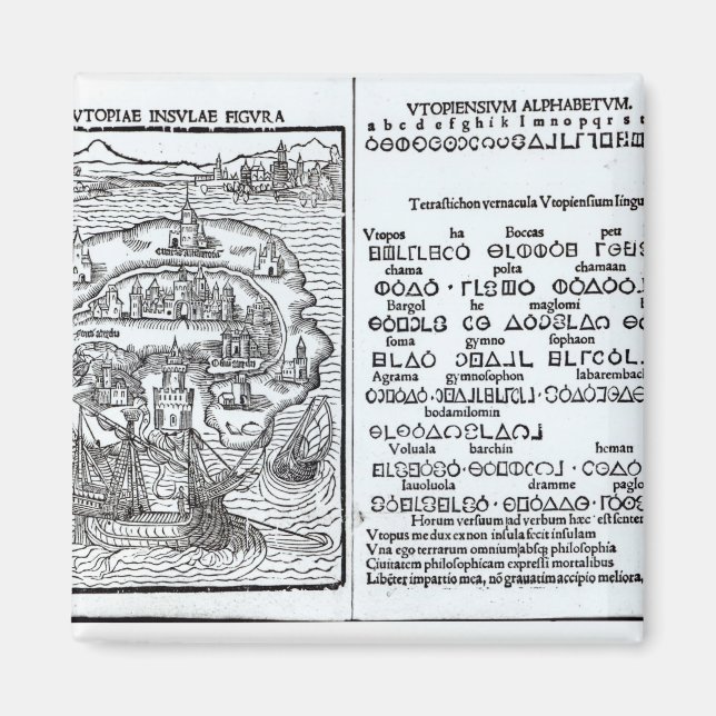 Karte der Insel Utopia mit ihrem Alphabet Magnet (Vorne)