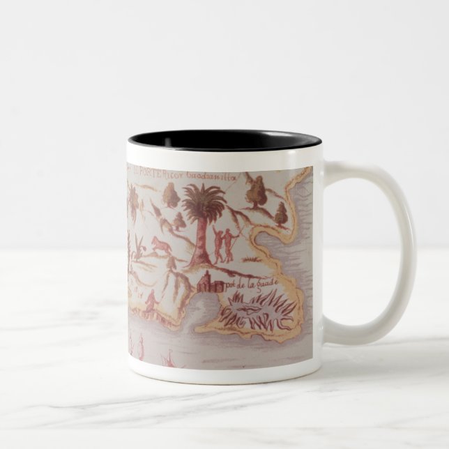 Karte der Insel von Puerto Rico, 1599 Zweifarbige Tasse (Rechts)