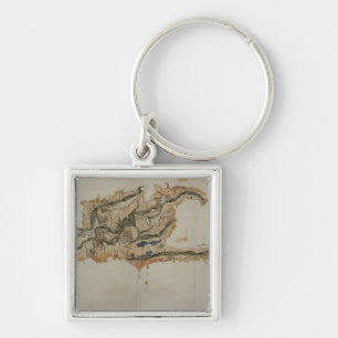 Karte der Insel von Santo Domingo Schlüsselanhänger