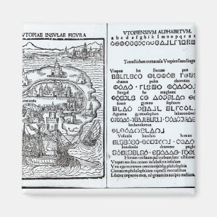 Karte der Insel von Utopie und von seinem Alphabet Magnet